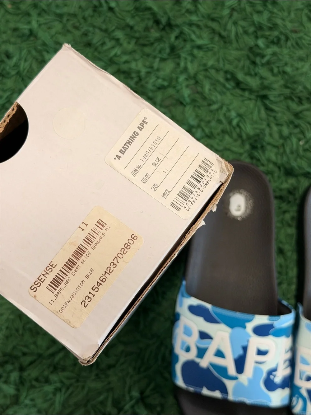 BAPE - Blue ABC Camo Logo Slides - Size 7M